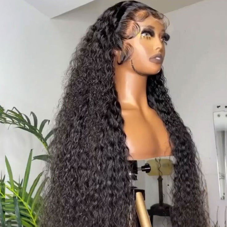 Brazilian Pre Plucked Deep Wave Lace Frontal Curly Human Hair Wigs