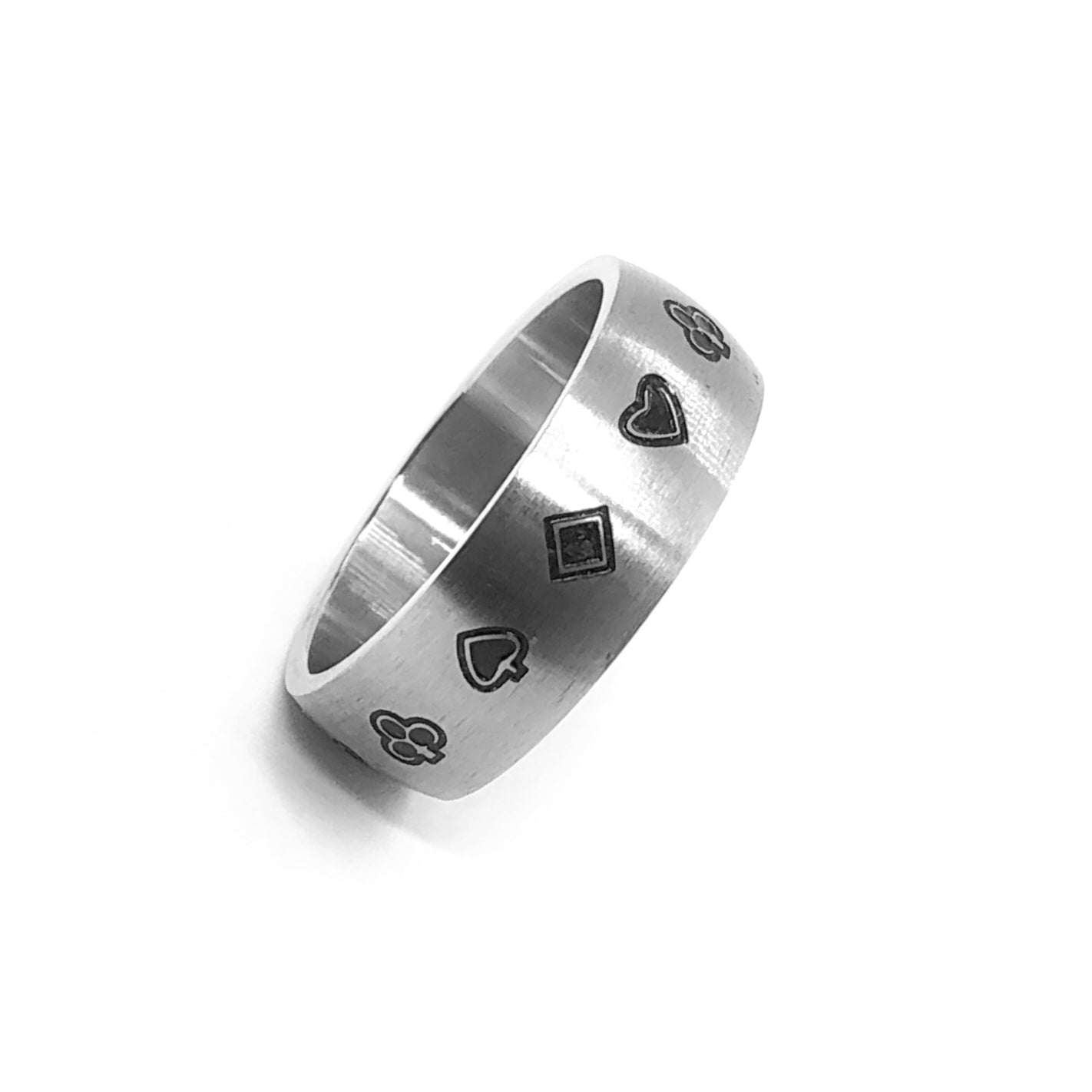 Playing Cards Black Symbol Stainless Steel Ring
