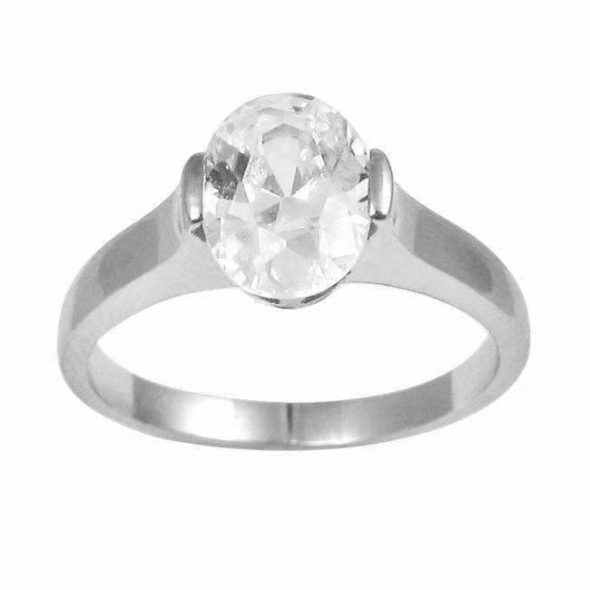 Oval Cut Swiss CZ Solitaire Engagement Ring in 316 Stainless Steel