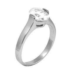 Oval Cut Swiss CZ Solitaire Engagement Ring in 316 Stainless Steel