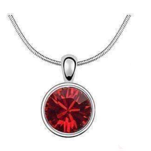 Round Ruby Red IOBI Crystals Necklace For Woman
