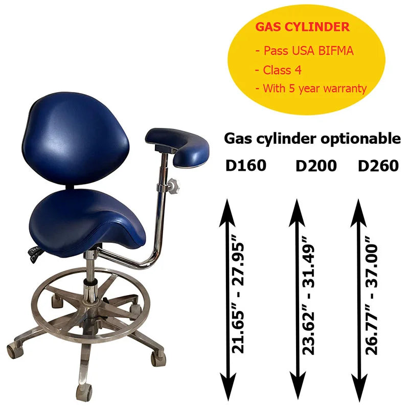 Dentist assistant chair height options