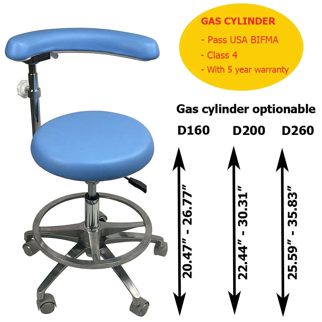 Dentist assistant stool seating height