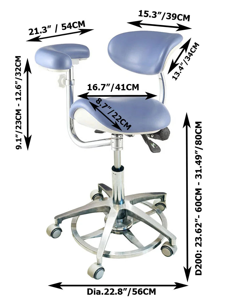 Dental assistant chair dimension