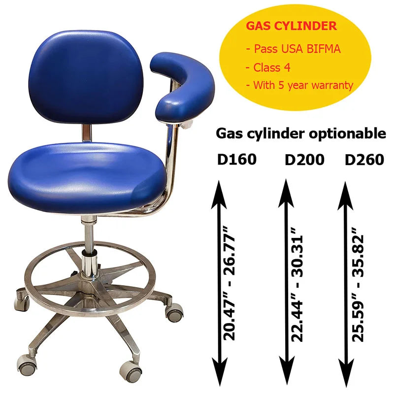 Dental assistant chair seating height optionable