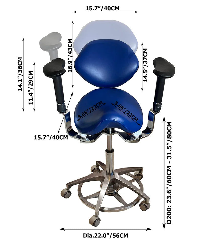 Dental Saddle Operated surgeon chair dimensions