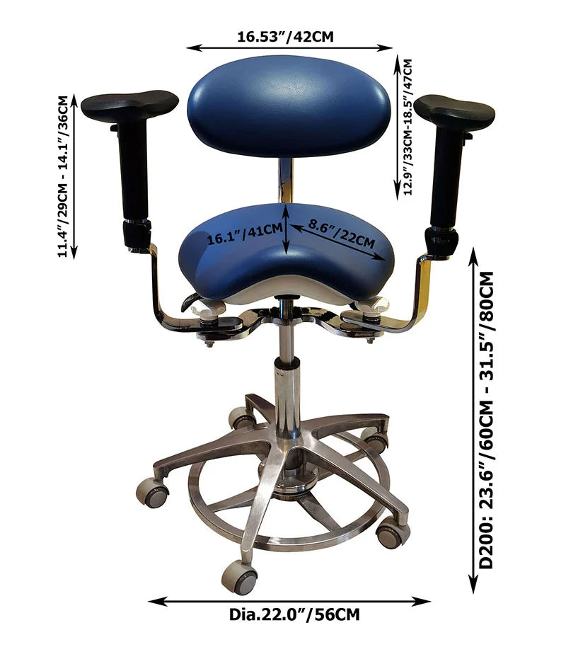 Ergonomic dental saddle chair measurement