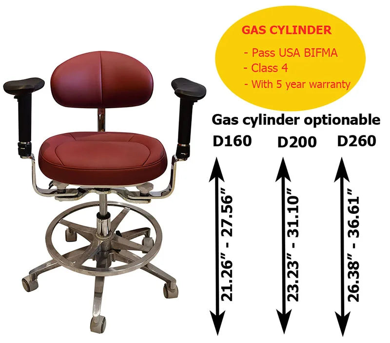 Dental surgeon operating chair seating height optionable size