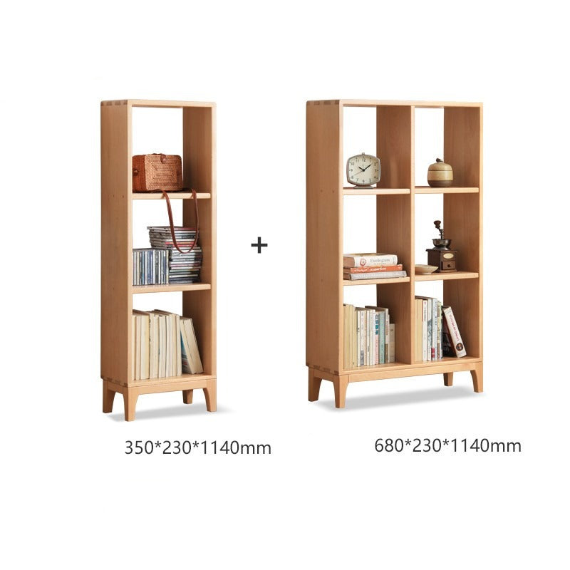 Beech solid wood bookshelf, Nordic display rack