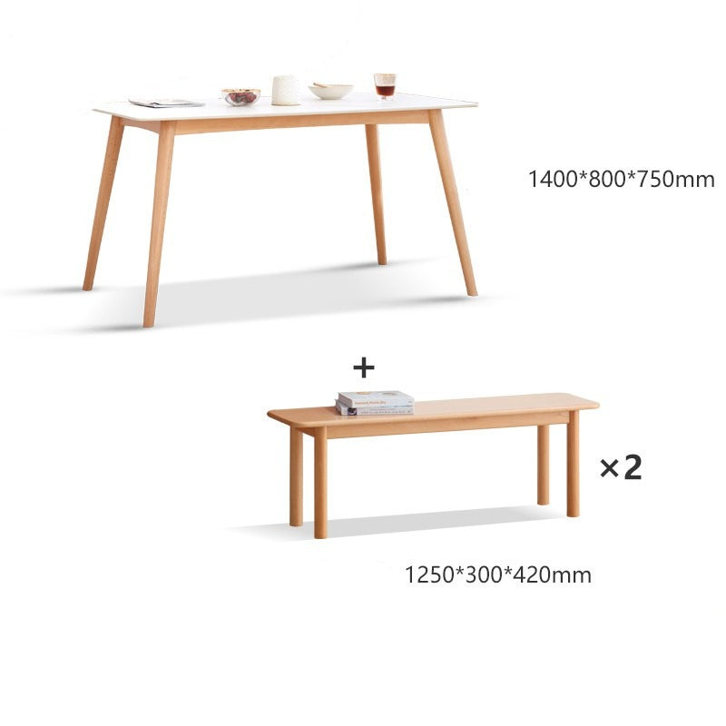 Beech solid wood Rock Plate Dining Table 