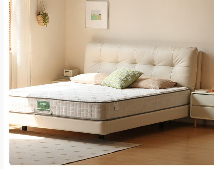 Genuine Leather Cream Suspended Bed 