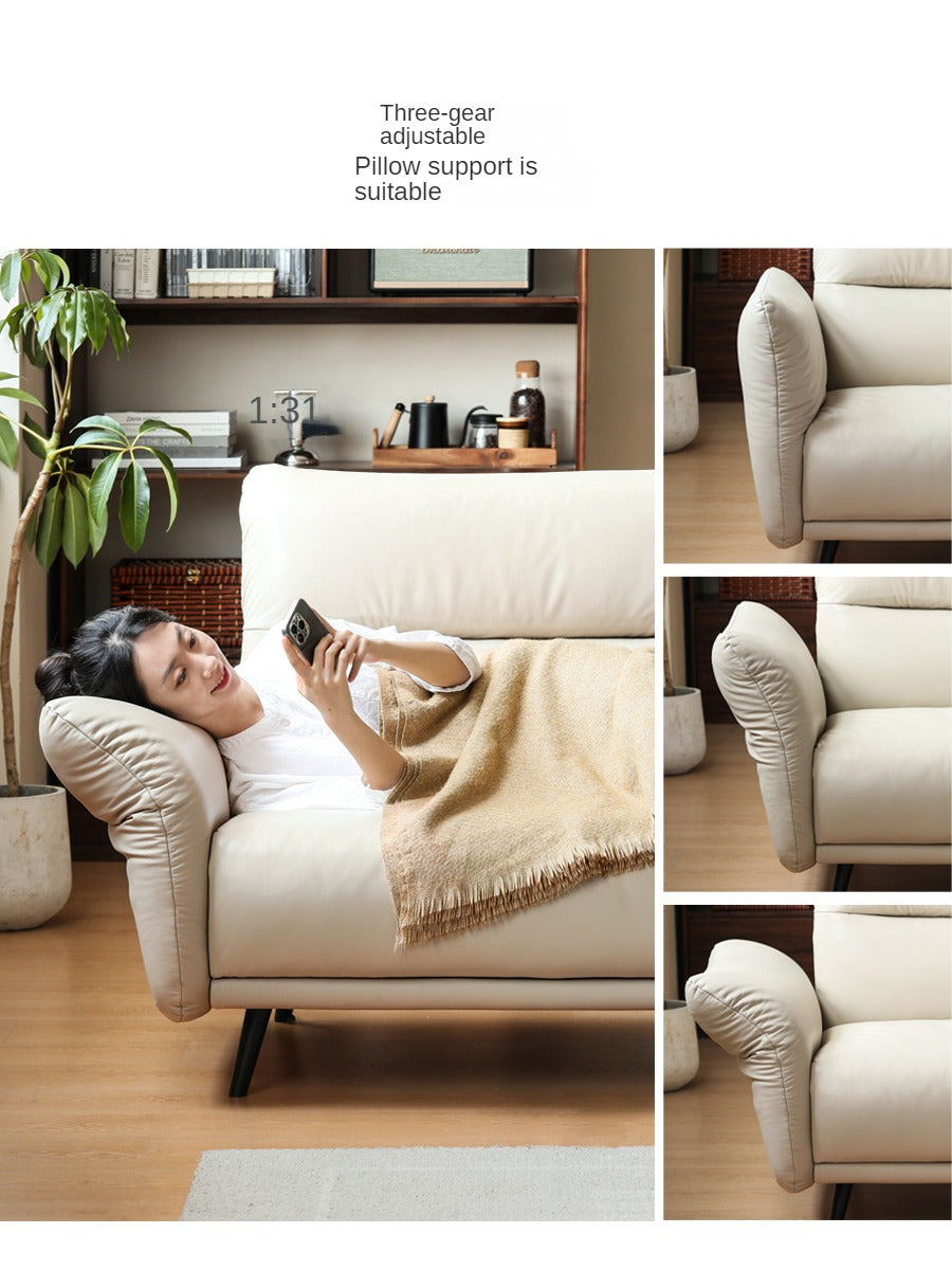 Genuine leather sofa cream style, cowhide upholstered sofa 