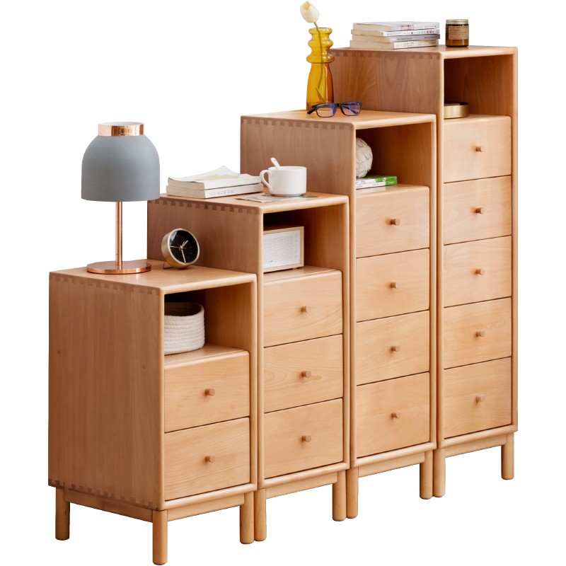 European beech solid wood storage side cabinet combination-