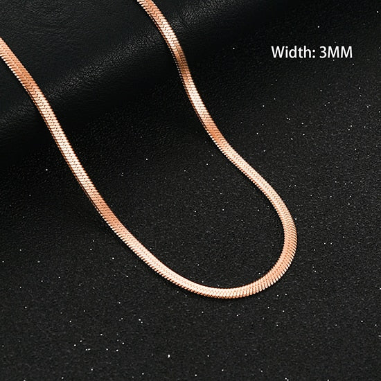 Flat Gold Color Stainless Steel Necklace