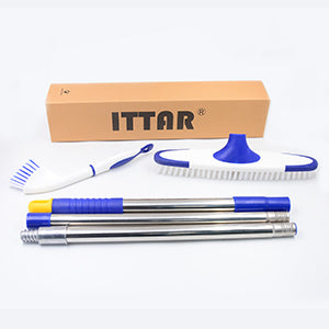 ITTAR Scrub Brushes for Cleaning, Floor Scrub Brush with Long Handle &  Small Grout Brush