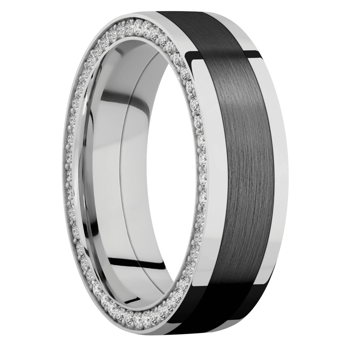 LASHBROOK 14K White Gold with Polish Finish and Zirconium Inlay Band