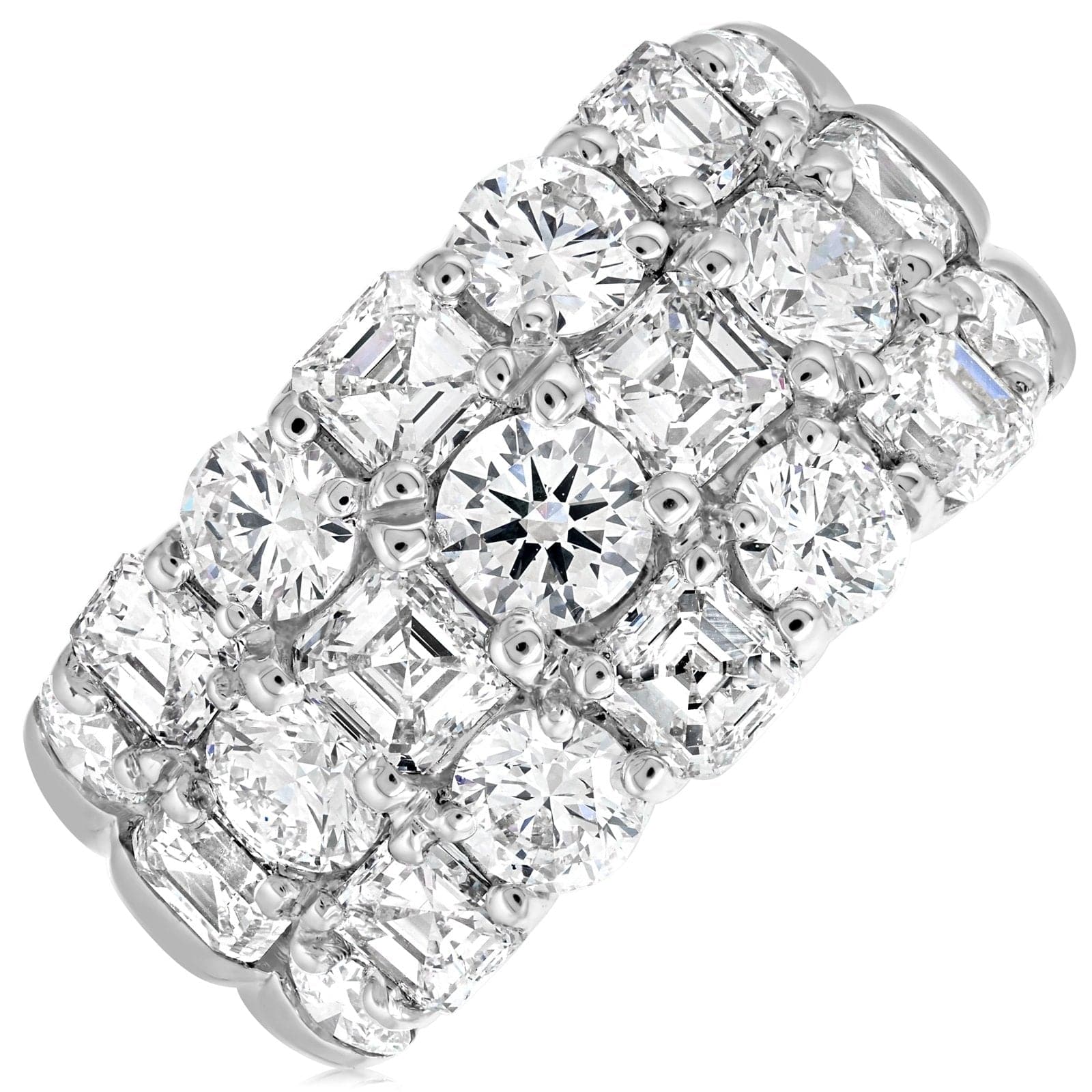 JB Star Square Emerald Cut Three Row Diamond Band