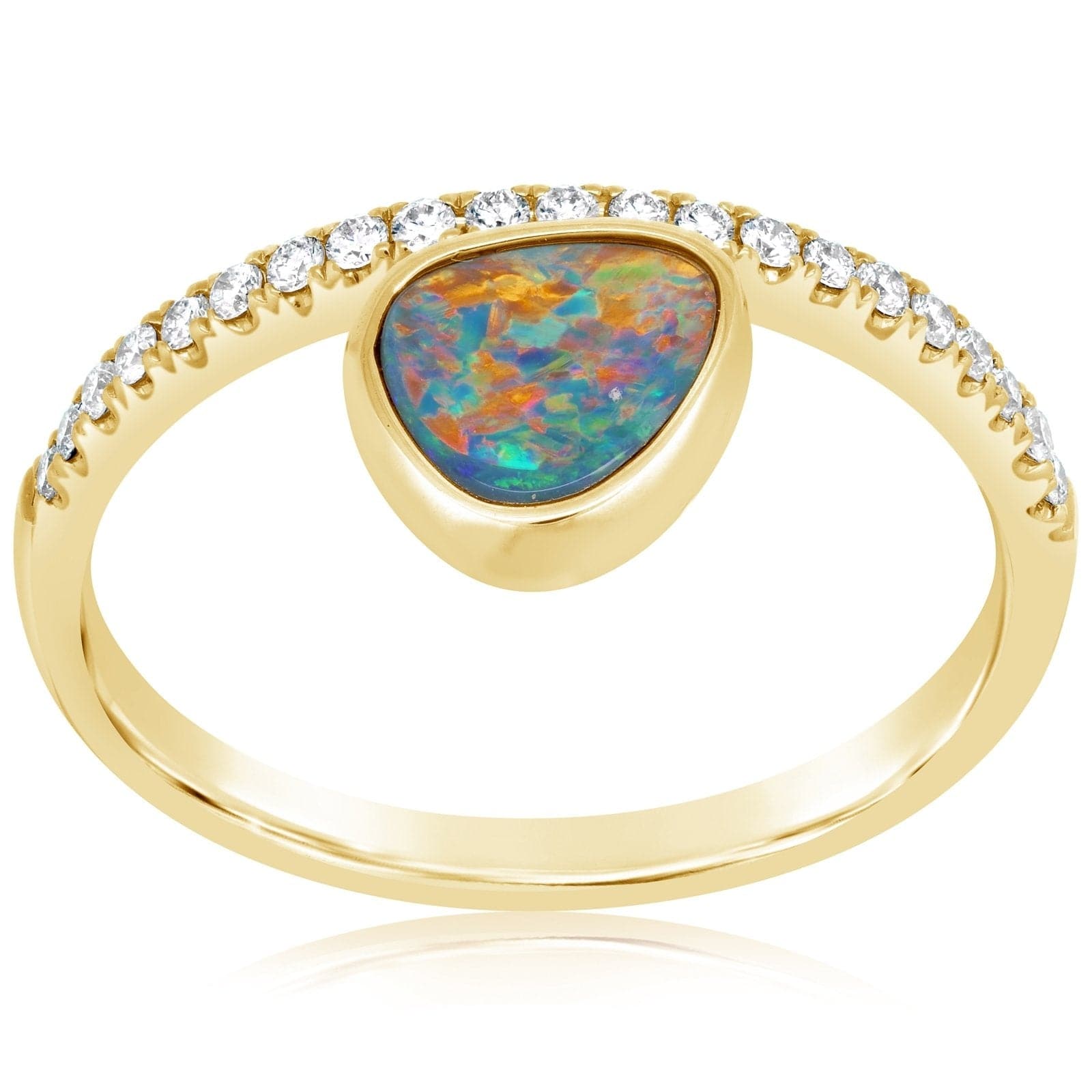 Bezel Set Freeform Opal & Diamond Ring