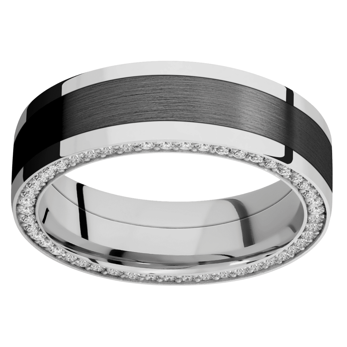 LASHBROOK 14K White Gold with Polish Finish and Zirconium Inlay Band