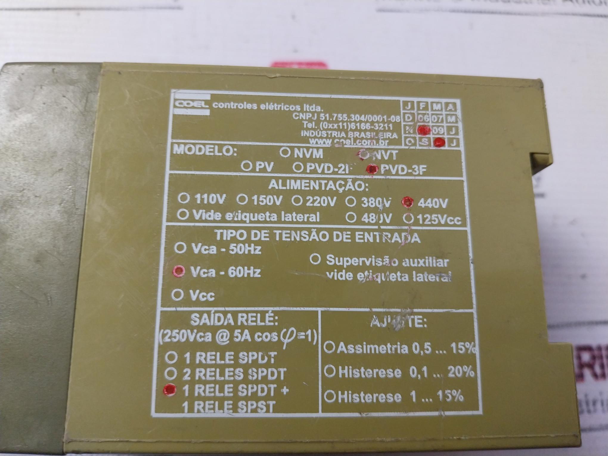 Coel Pvd-3F Voltage Monitor 440V 60Hz