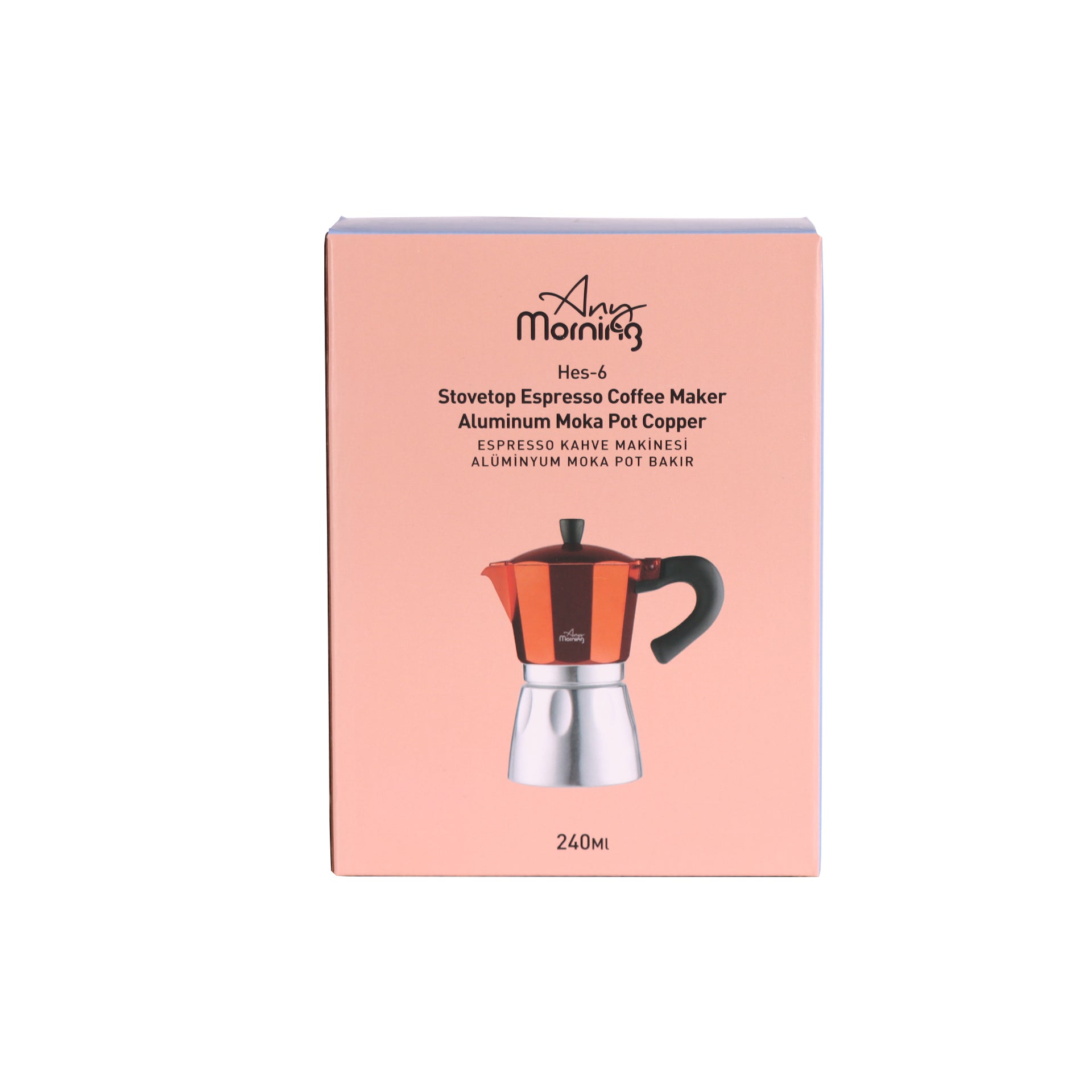 Any Morning Stovetop Espresso Aluminum Moka Pot, 240 ml - 8 oz