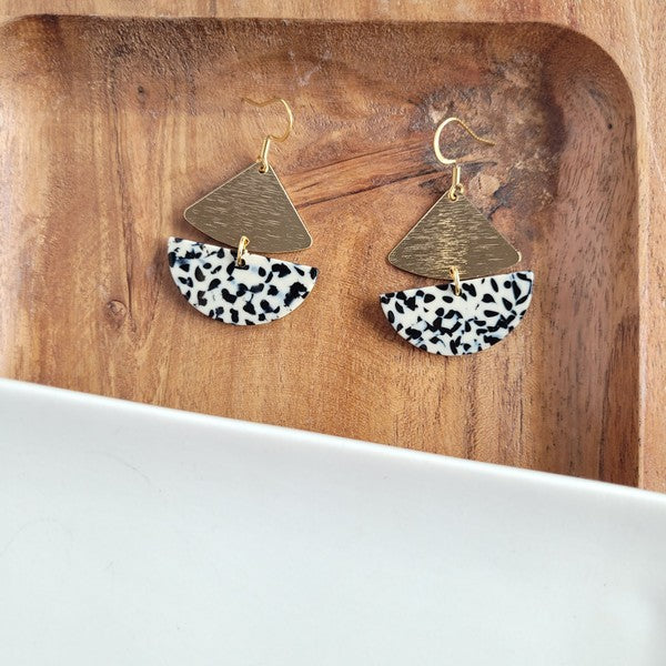 Ava Black Dot Statement Earrings