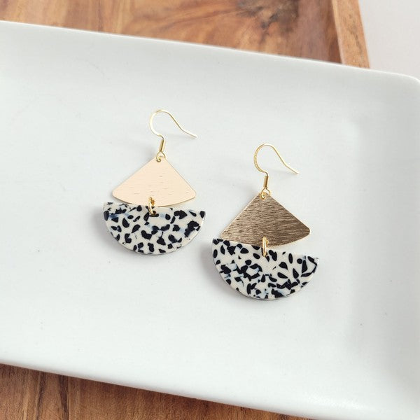 Ava Black Dot Statement Earrings