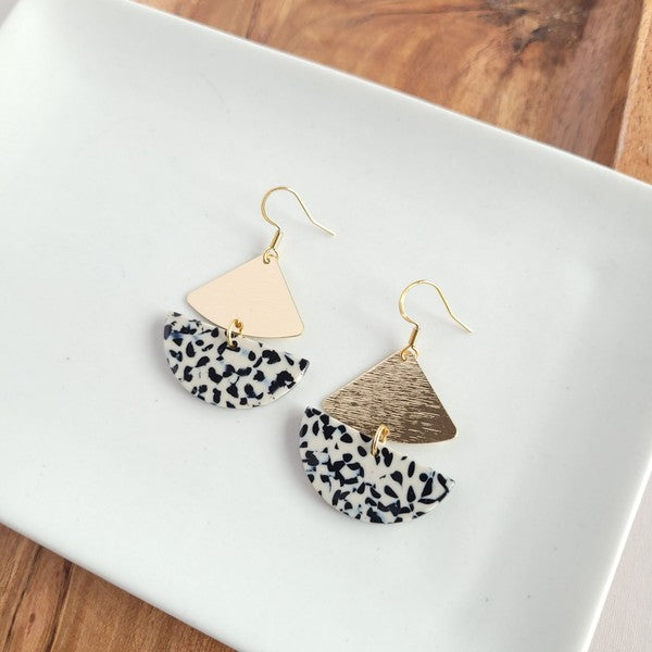 Ava Black Dot Statement Earrings