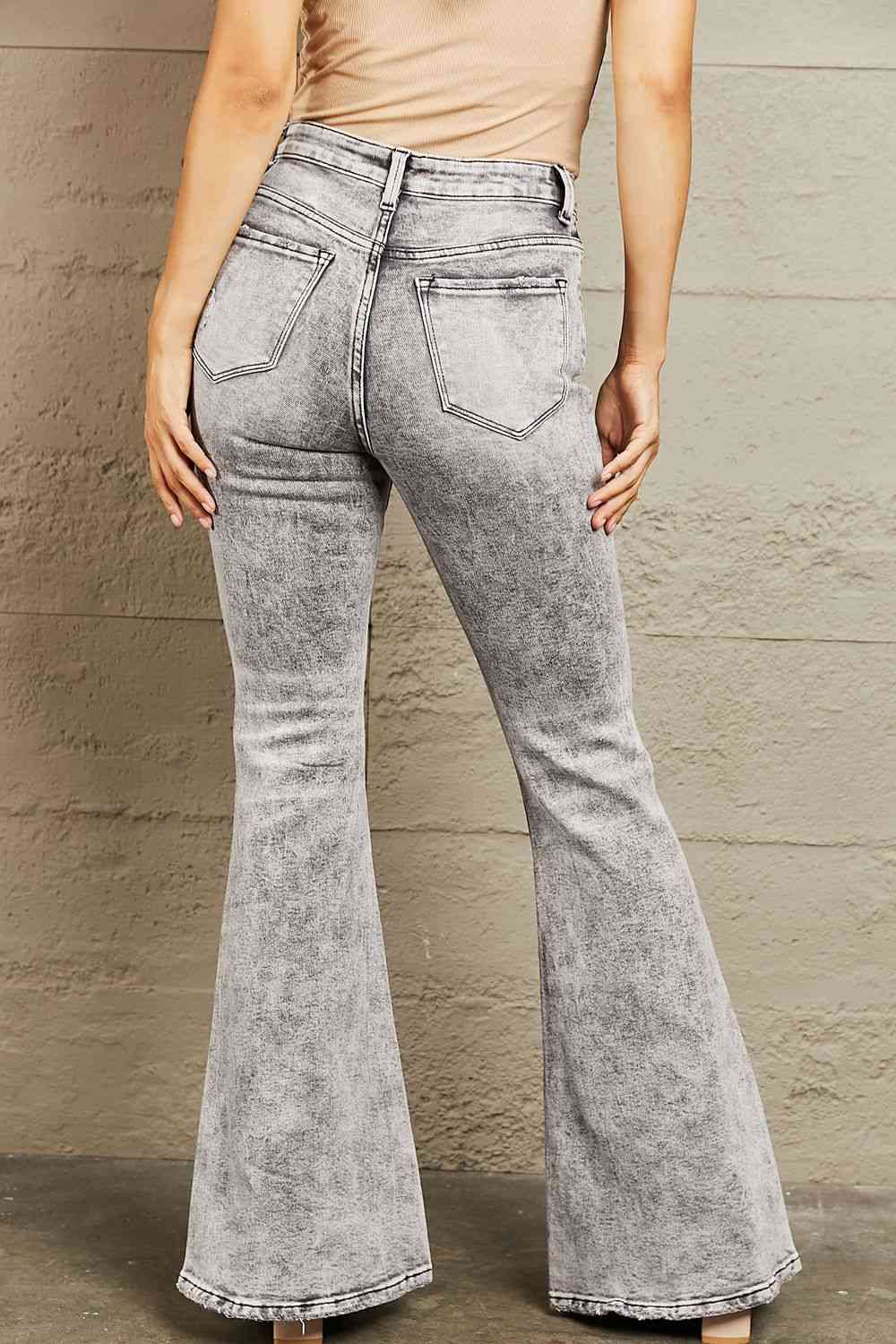 BAYEAS | High Waisted Acid Wash Flare Jeans