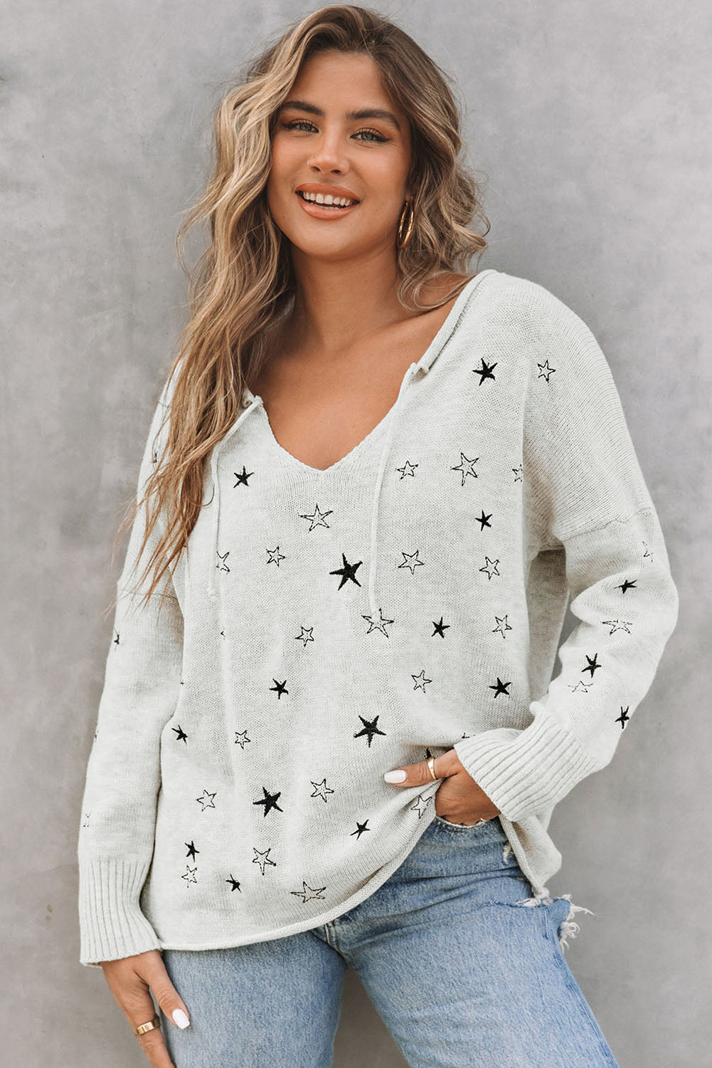 Star V-Neck Sweater