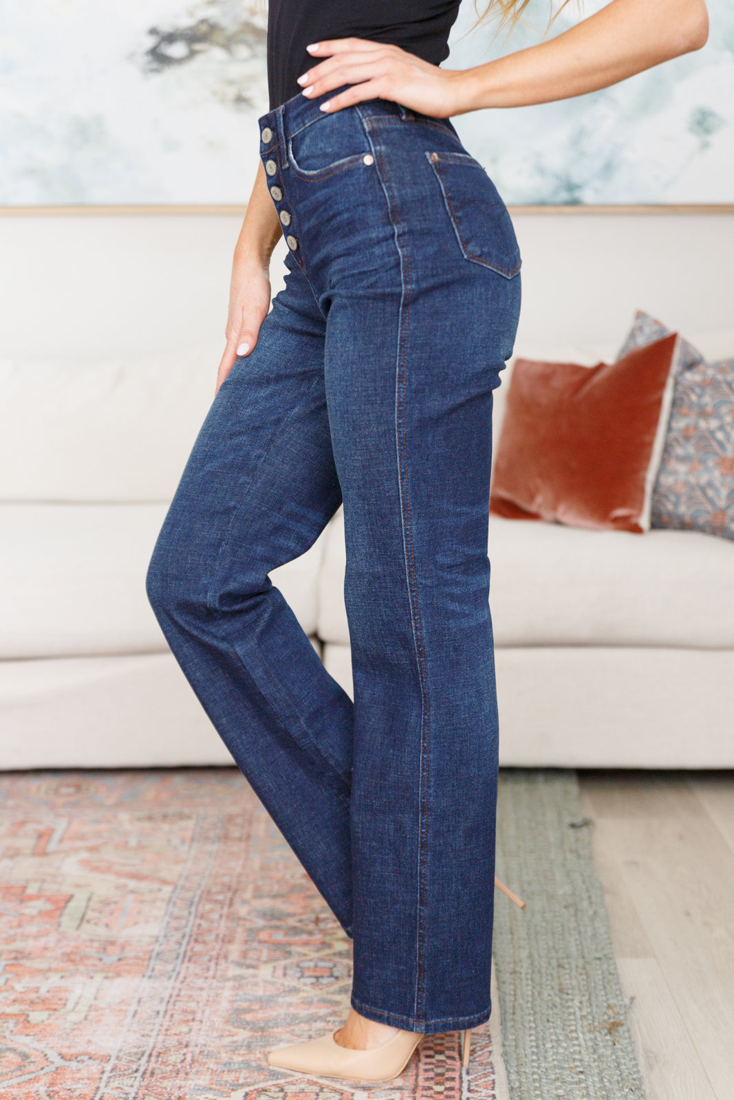 Judy Blue | Arlo High Rise Button-Fly Straight Jeans