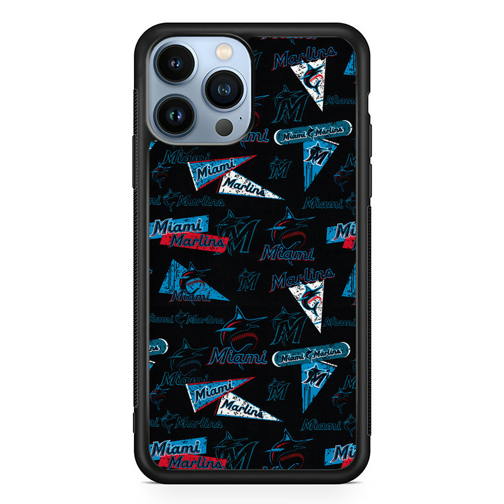 Miami Marlins Pattern 2D Rubber Phone Case