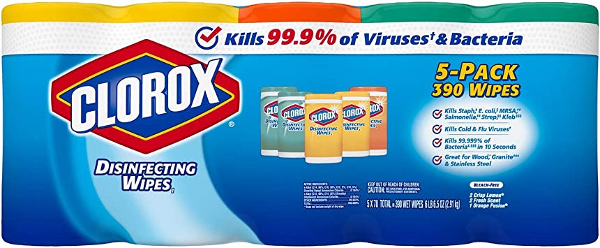 Disinfecting Wipes, 7 x 8, Fresh Scent, 75/Canister, 5/Carton