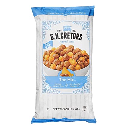 G.H. Cretors Popped Corn - The Mix Chicago Style, Caramel Corn & Cheddar Cheese (32 oz)