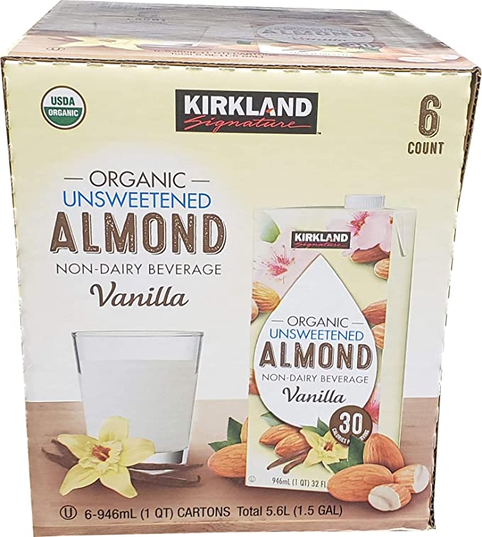Kirkland Signature Organic Almond Unswtd Beverage, 192 fl. oz., Set of 3 (3x 6 count)