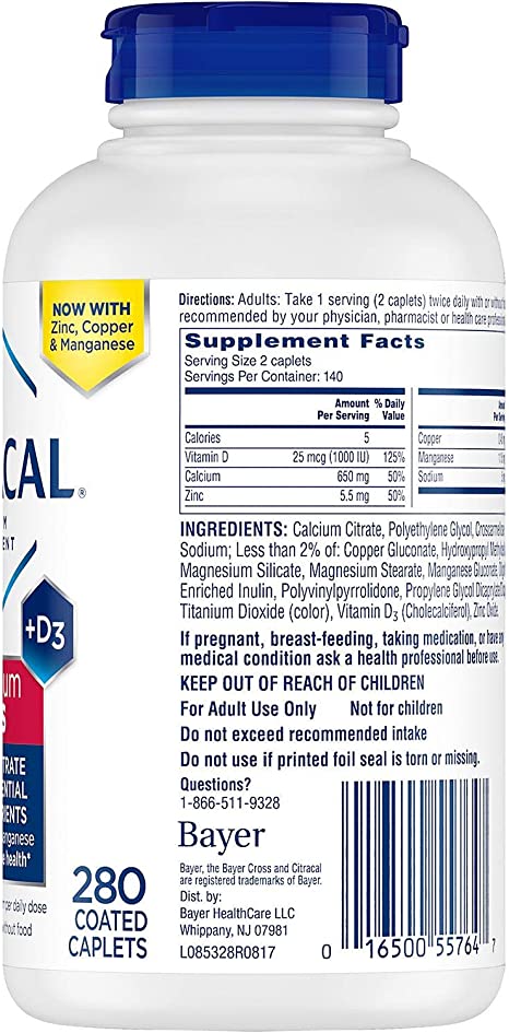 Citracal Maximum Plus Calcium Citrate Caplets Plus D3 (280 Count)