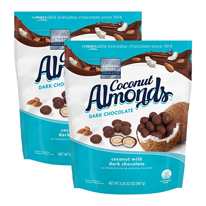 Edward Marc Chocolatier Coconut Almonds with Dark Chocolate (2-pack) 32 oz