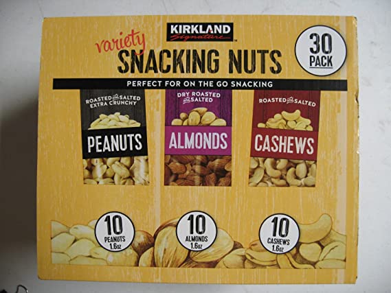 Kirkland Signature Snacking Nuts 30 Pack (One Pack 1.6 Oz) Box
