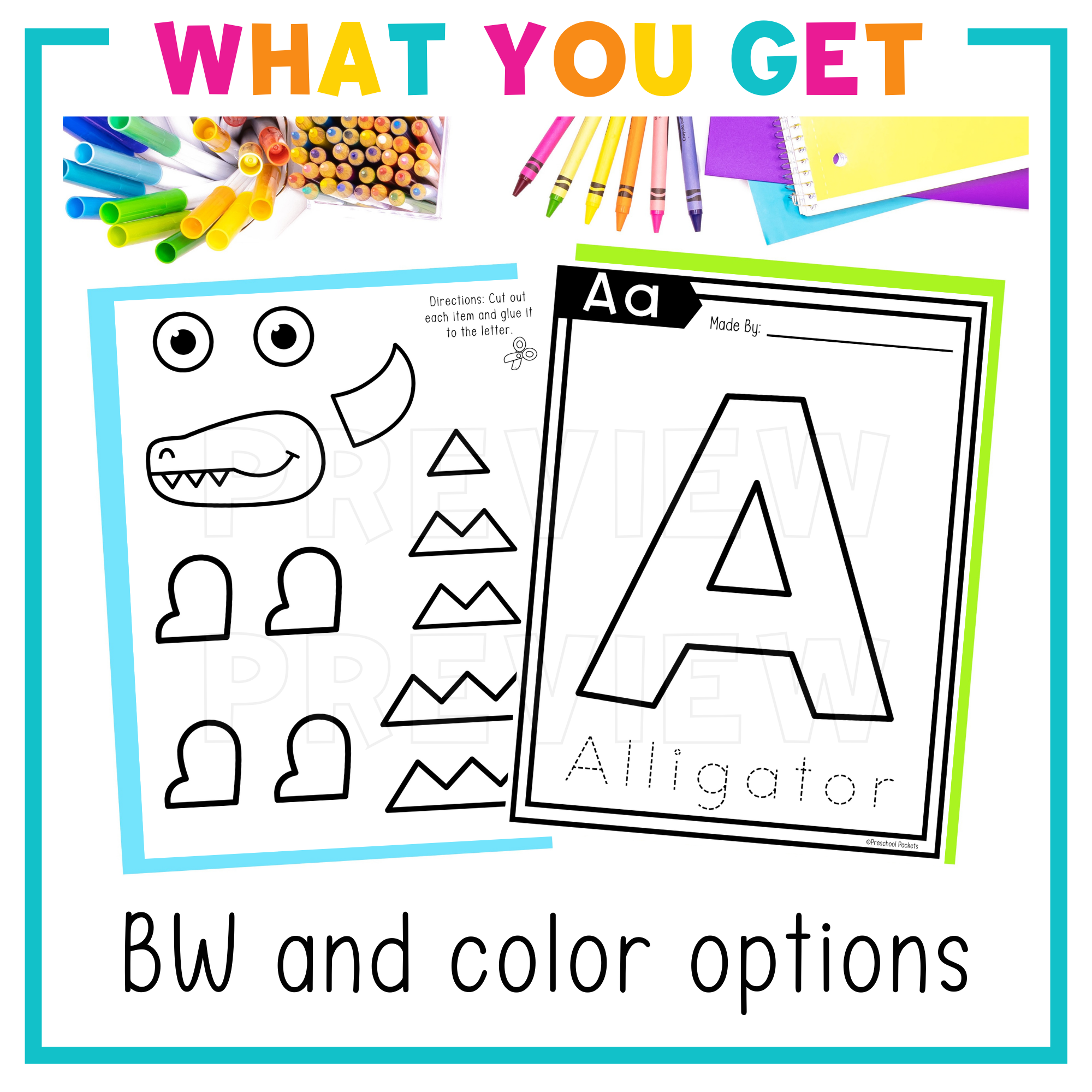 Alphabet Crafts A is for Alligator for Preschool and Kindergarten