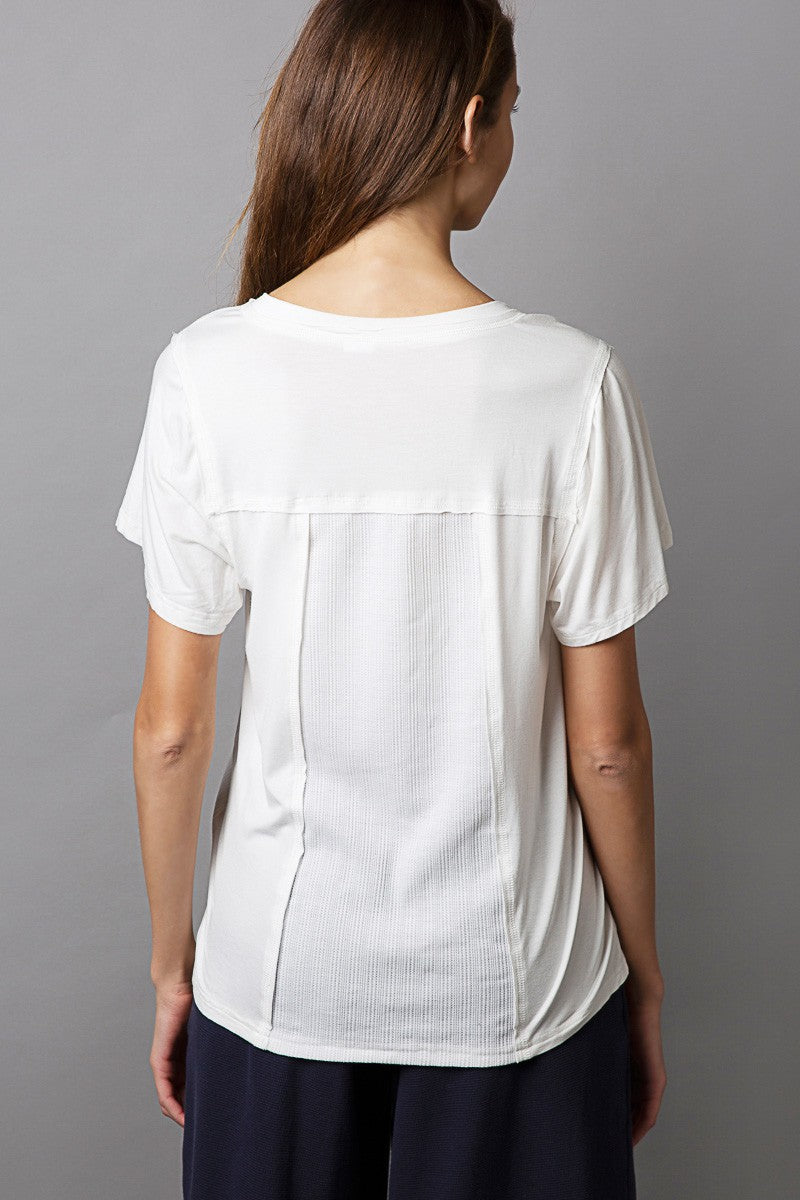 POL Short Sleeves Knit relaxed fit V Neck Top
