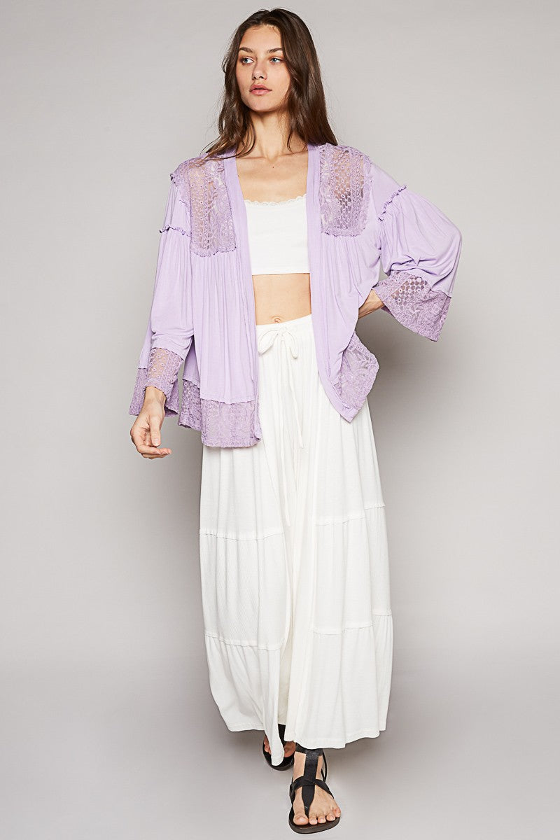 POL Oversize Bell Sleeve Open Front Knit Cardigan Top