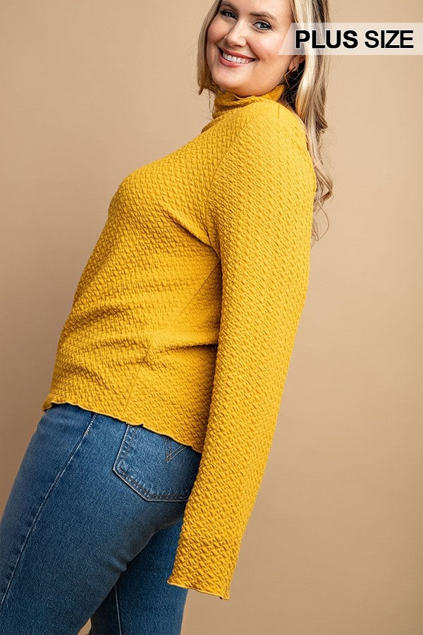 GiGio Plus Textured Knit Mock Neck Top