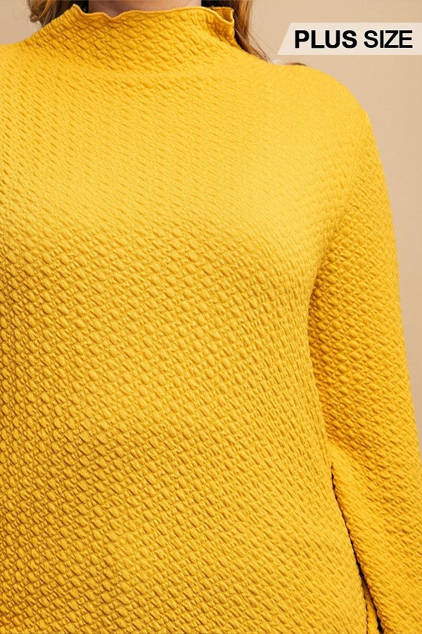 GiGio Plus Textured Knit Mock Neck Top