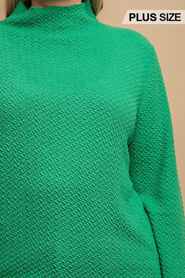 GiGio Plus Textured Knit Mock Neck Top