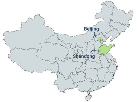 La ubicación de la provincia Shandong en China