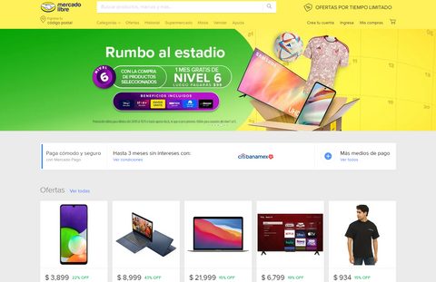 Página principal de Mercado Libre