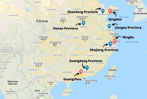 La ubicación de las áreas de producción de maquinarias