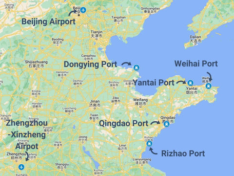 Los puertos en Shandong