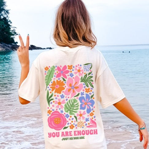 Flower Market Shirt, You Are Enough T-shirt, Graphic Tee, Flower Tee, Aesthetic Shirt