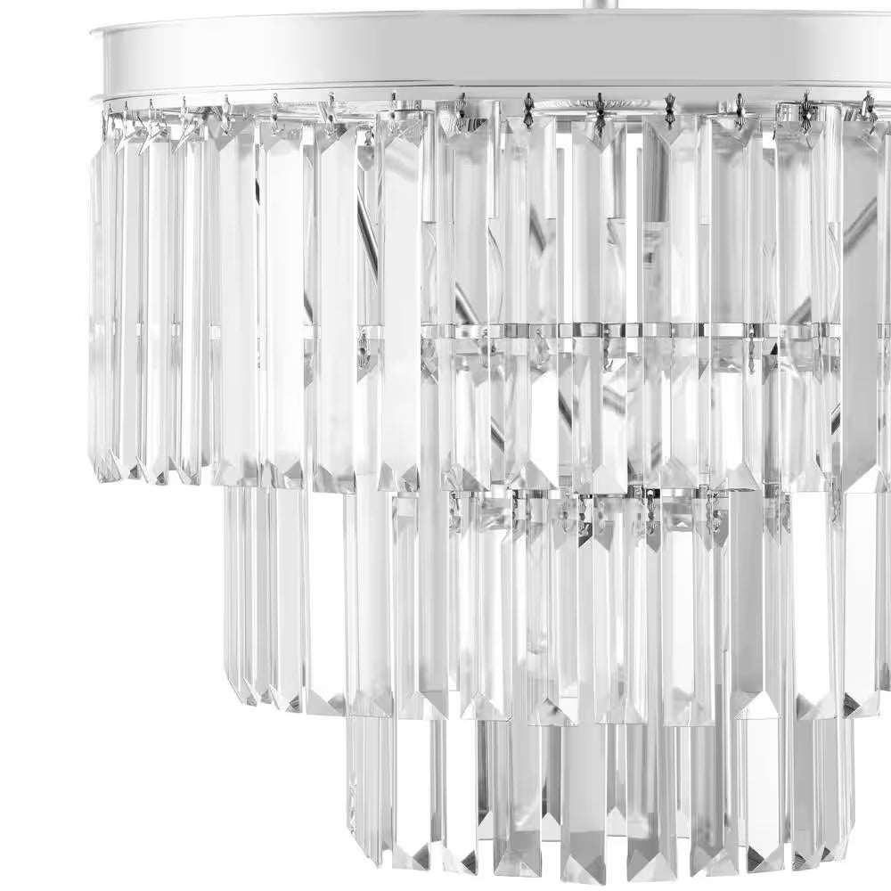 North Falls 5-Light Chrome Tiered Pendant Light with Crystal Shade
